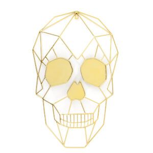 Decoracion de pared metal dorado skull