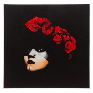Cuadro pintura rostro negro-rojo lienzo 120 x 3