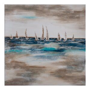 Pintura barcos azul-gris lienzo 120 x 3