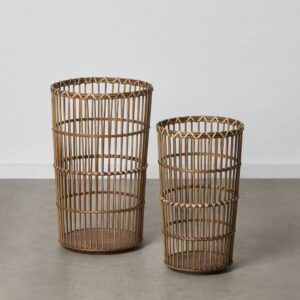 S/2 cestos natural bambú decoración 42 x 42 x 69 cm