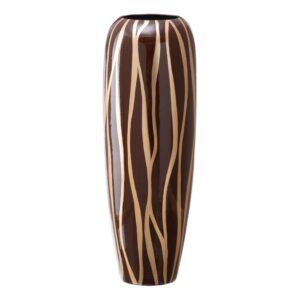 Jarrón zebra marrón-oro cerámica 21 x 21 x 58