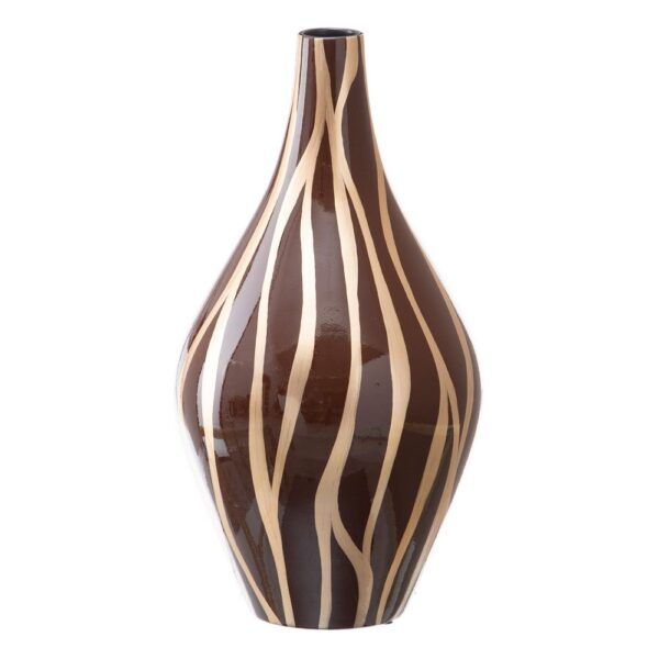 Jarrón zebra marrón-oro cerámica 23 x 23 x 43 cm