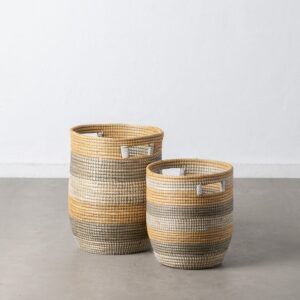 S/2 cestos natural-gris fibra natural 38 x 38 x 50 cm