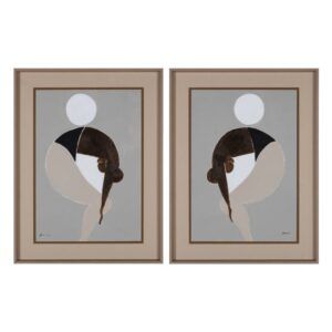 Cuadro mujeres beige-gris lienzo 62 x 4 x 82 cm