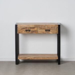 Consola natural-negro madera-hierro 100 x 40 x 90 cm