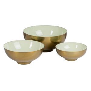 S/3 bowl oro-verde hierro decoración 30 x 30 x 14 cm