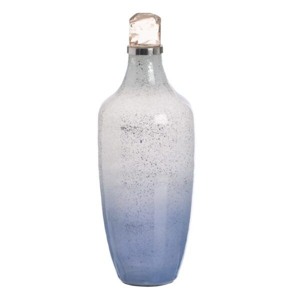 Botella decorativa azul cristal 16 x 16 x 44 cm