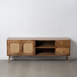 Mueble tv natural madera-ratán salón 160 x 40 x 57 cm