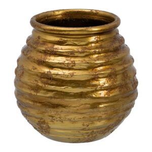 Macetero oro envejecido cerámica 32 x 32 x 35 cm