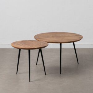 S/2 mesa centro natural madera-metal 70 x 70 x 40 cm