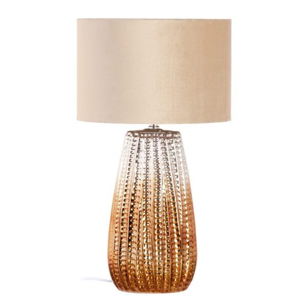 Lámpara mesa dorado cerámica-tejido 32 x 32 x 43 cm