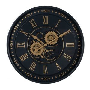 Reloj negro-oro metal decoración 59 x 8 x 59 cm