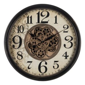 Reloj negro-crema metal decoración 66 x 9
