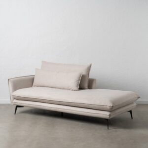 Sofá chaise longue beige tejido-metal 210 x 100 x 90 cm