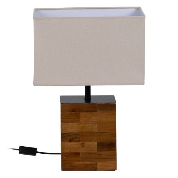 Lámpara mesa marrón-crema tejido-madera 35 x 18 x 51 cm