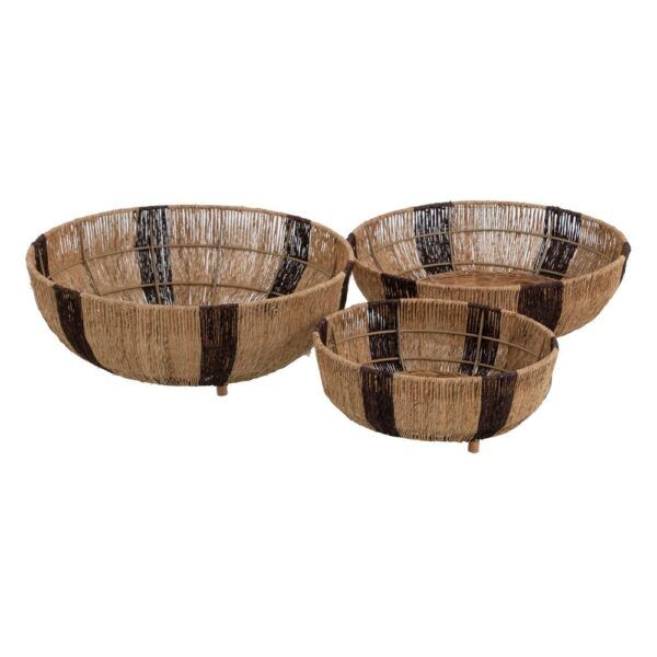 S/3 cestas natural-marrón yute 42 x 42 x 13 cm
