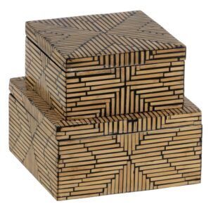 S/2 cajas natural-negro dm decoración 22 x 22 x 11 cm