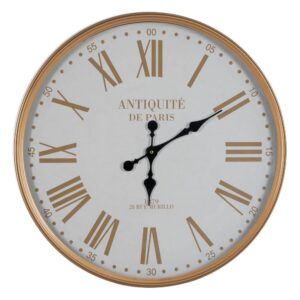 Reloj natural-blanco metal decoración 60 x 60 x 6 cm