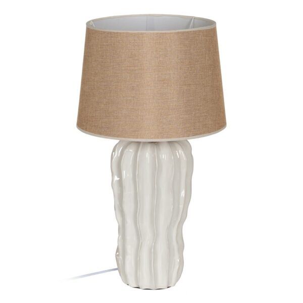 Lámpara mesa blanco-beige cerámica 35 x 35 x 65 cm