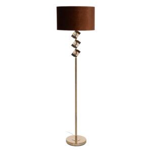 Lámpara suelo marrón-oro metal-cristal 43 x 43 x 163 cm