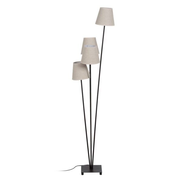 Lámpara suelo marrón-crema metal-tejido 30 x 36 x 144 cm